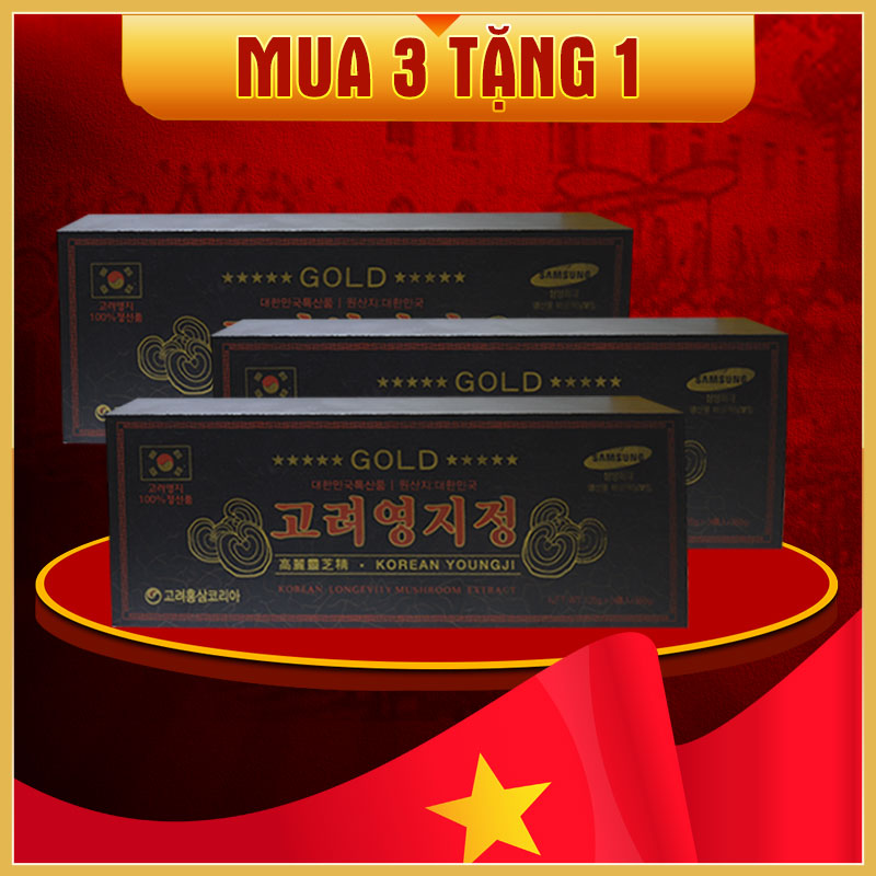 Cao linh chi Hàn Quốc (3 lọ x 120g)-hộp gỗ đen Gold L029